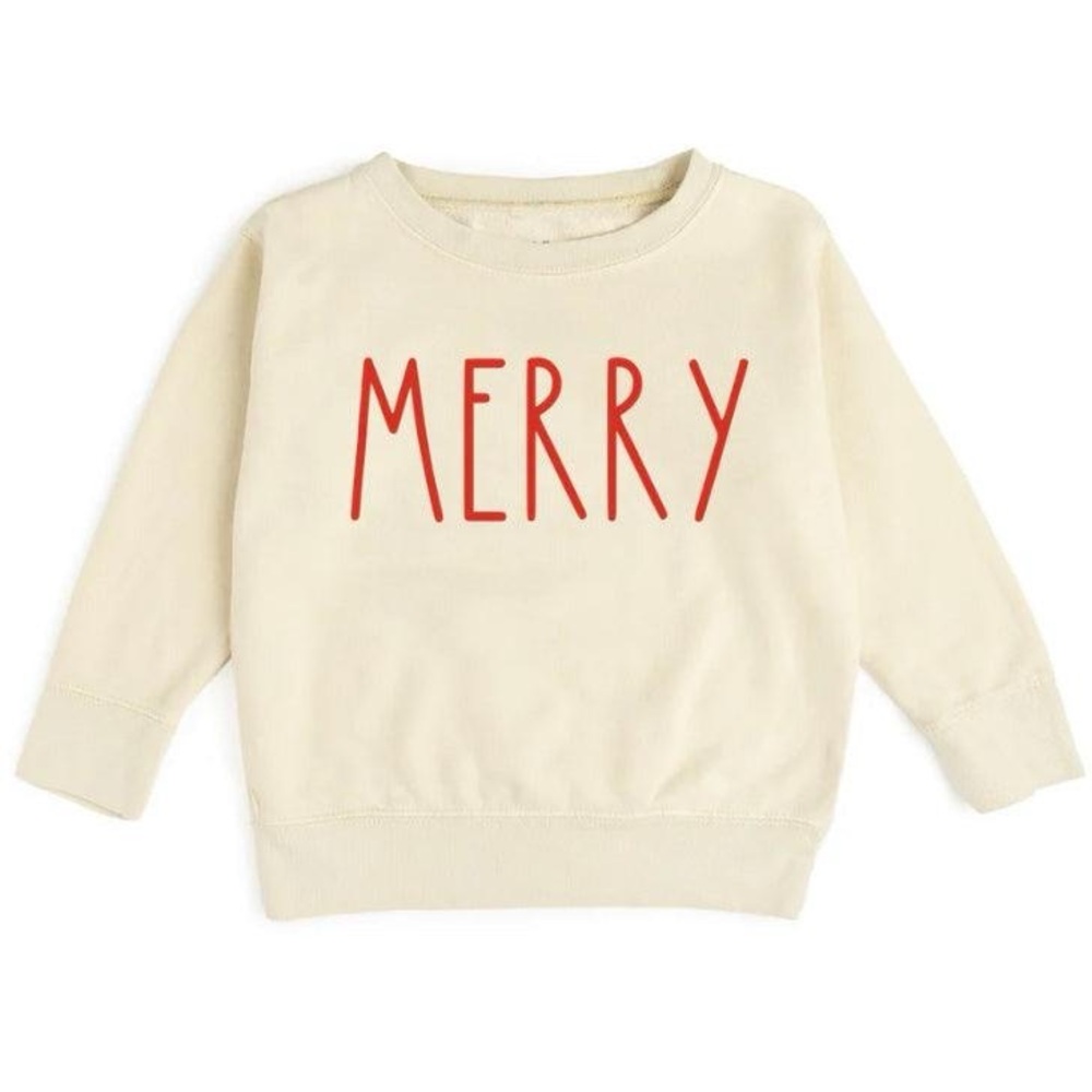 Sweet Wink | Girl's Merry Doodle Sweatshirt in Natural